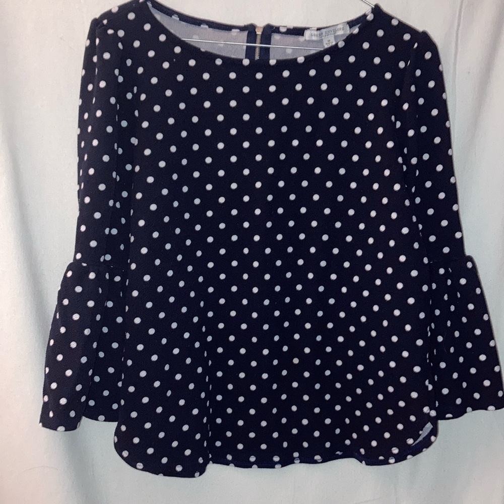 Green Envelope Polka Dot Flare Sleeve Top